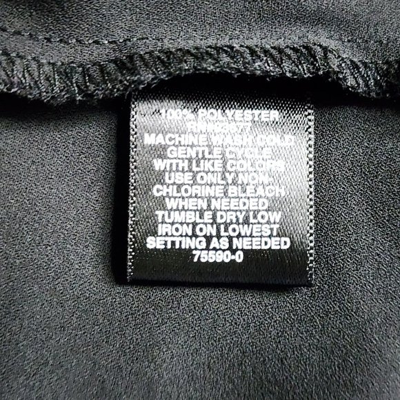 Bold Elements Cut to Curve Black Chiffon Blouse Semi Sheer Pleated - Picture 6 of 6